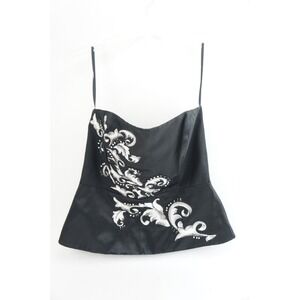 White House Black Market Peplum Top Womens 4 Black Embroidered Cami Corset NWT